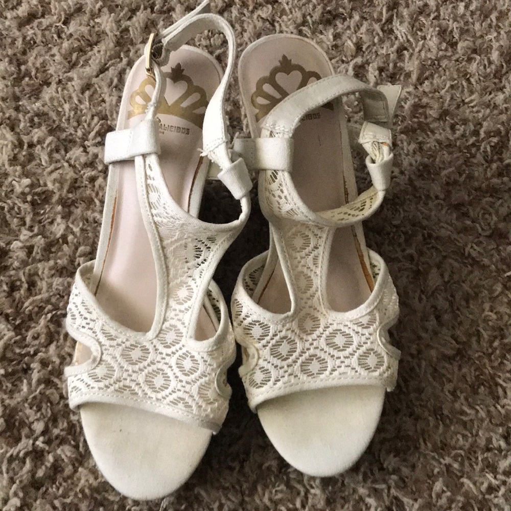 White lace wedges